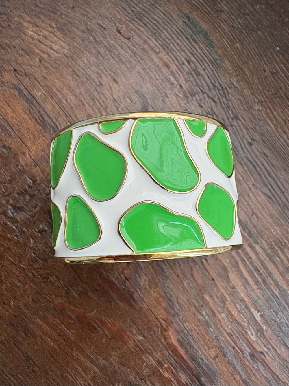 Vintage Lilly Pulitzer Green & White Cuff Bracelet